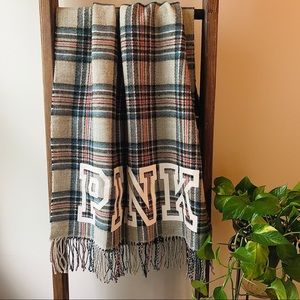 Victoria Secret PINK Flannel Gray Scarf Oversized